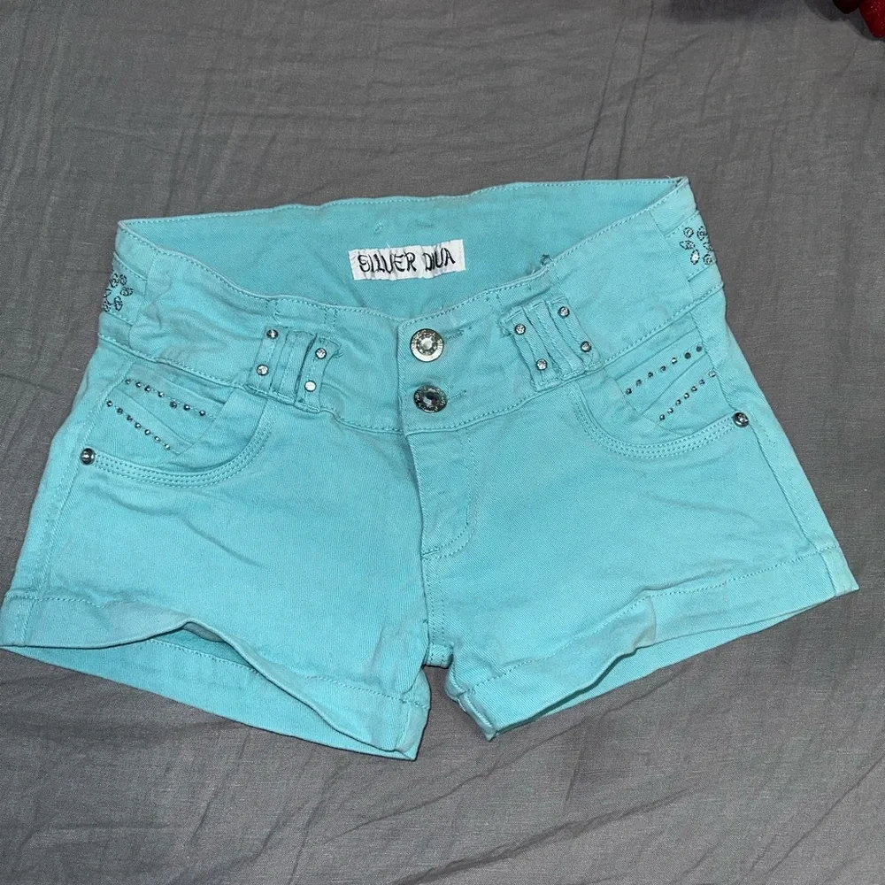 Silver Diva Rhinestone Shorts - Picture 1 of 3